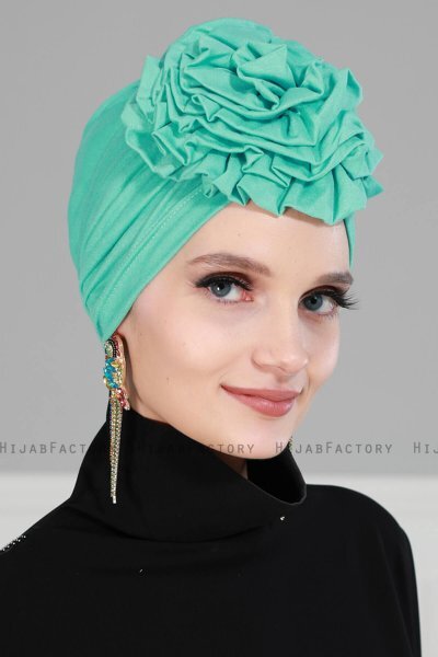 Kerstin - Turban En Coton Turquoise - Ayse Turban
