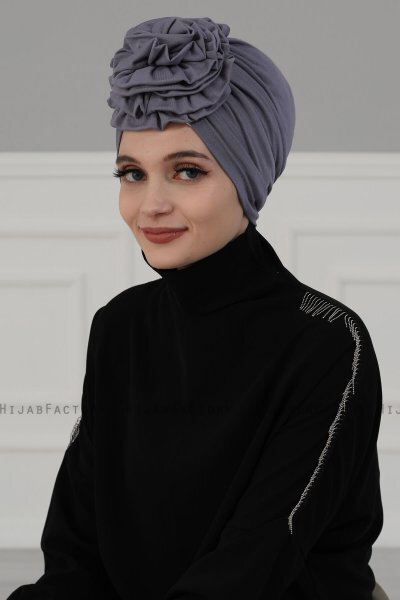 Kerstin - Turban En Coton Gris - Ayse Turban