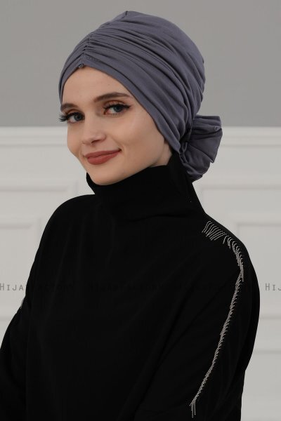 Kerstin - Turban En Coton Gris - Ayse Turban