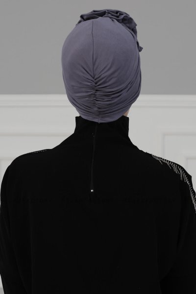 Kerstin - Turban En Coton Gris - Ayse Turban