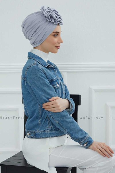 Kerstin - Turban En Coton Gris Clair