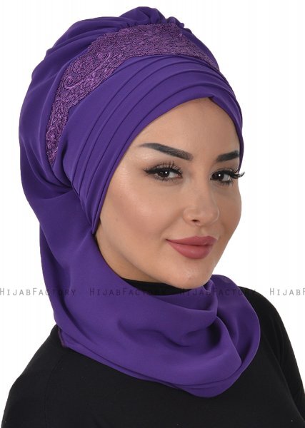 Celine - Turban Chiffon Violet - Ayse Turban