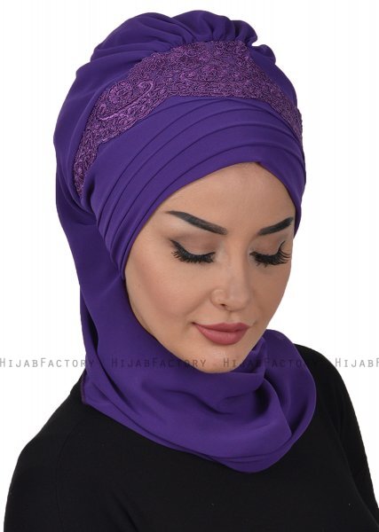 Celine - Turban Chiffon Violet - Ayse Turban