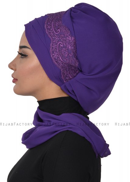 Celine - Turban Chiffon Violet - Ayse Turban