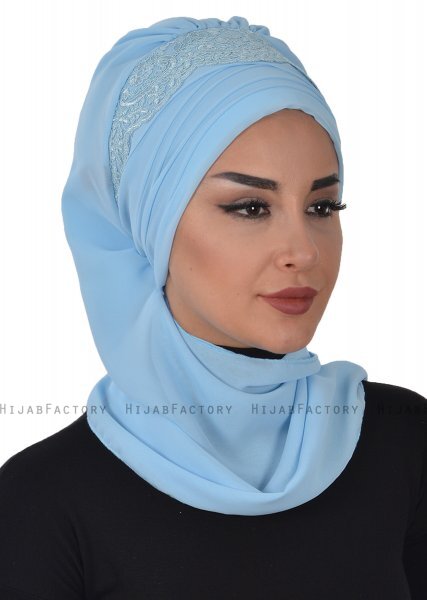 Celine - Turban Chiffon Bleu Clair - Ayse Turban
