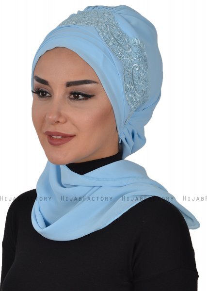 Celine - Turban Chiffon Bleu Clair - Ayse Turban