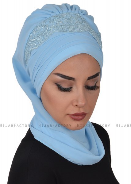 Celine - Turban Chiffon Bleu Clair - Ayse Turban