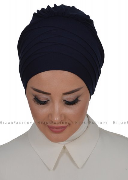 Monica - Turban En Coton Bleu Marin - Ayse Turban