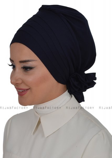 Monica - Turban En Coton Bleu Marin - Ayse Turban