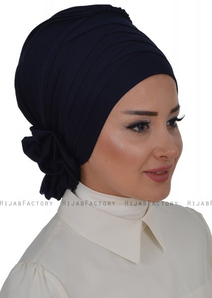 Monica - Turban En Coton Bleu Marin - Ayse Turban