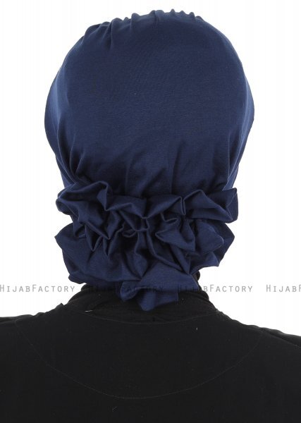Monica - Turban En Coton Bleu Marin - Ayse Turban
