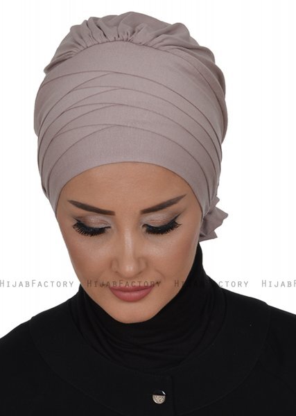 Monica - Turban En Coton Taupe - Ayse Turban