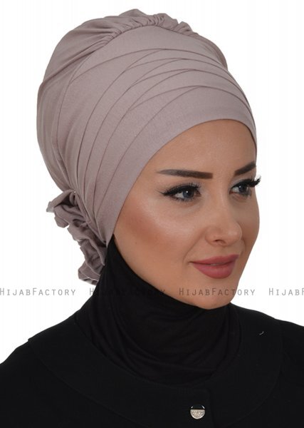 Monica - Turban En Coton Taupe - Ayse Turban