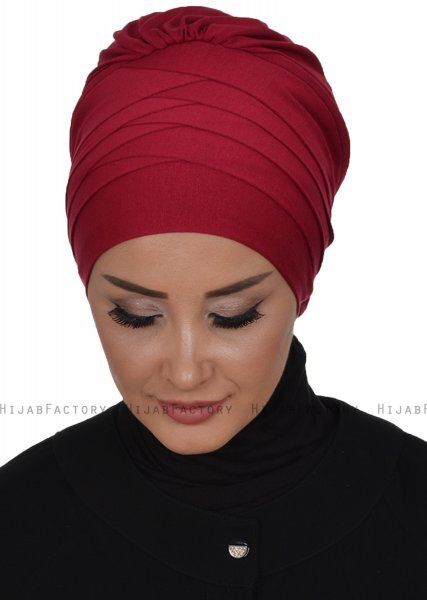 Monica - Turban En Coton Bordeaux - Ayse Turban