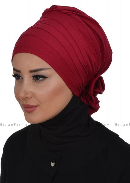 Monica - Turban En Coton Bordeaux - Ayse Turban