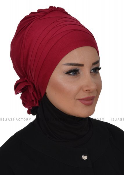 Monica - Turban En Coton Bordeaux - Ayse Turban