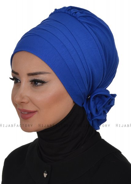 Monica - Turban En Coton Bleu - Ayse Turban