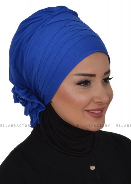 Monica - Turban En Coton Bleu - Ayse Turban