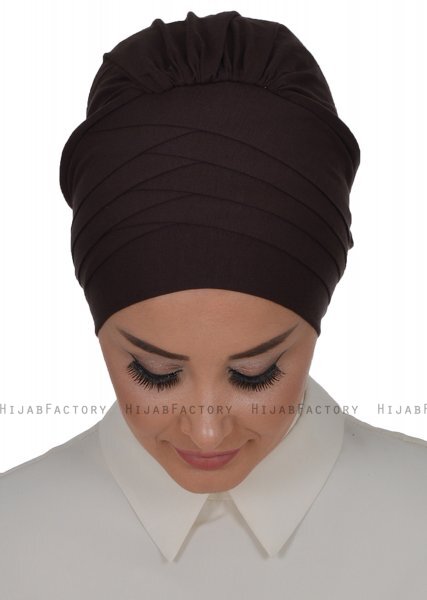 Monica - Turban En Coton Marron - Ayse Turban