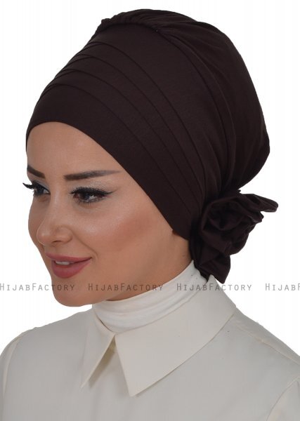 Monica - Turban En Coton Marron - Ayse Turban