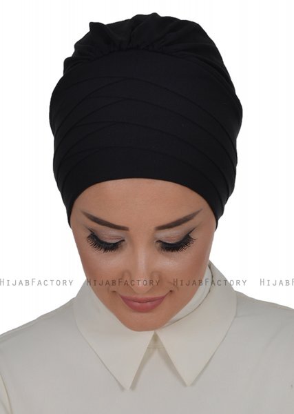 Monica - Turban En Coton Noir - Ayse Turban