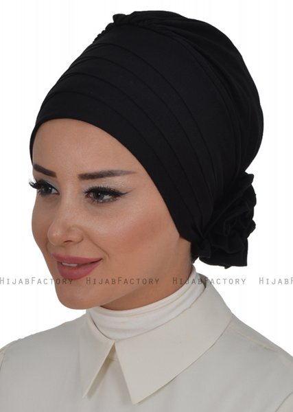 Monica - Turban En Coton Noir - Ayse Turban