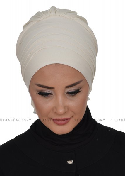 Monica - Turban En Coton Blanc Cassé - Ayse Turban