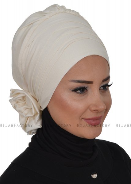 Monica - Turban En Coton Blanc Cassé - Ayse Turban