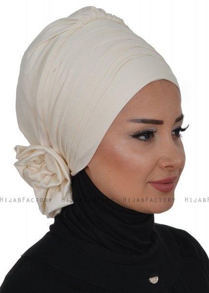 Monica - Turban En Coton Blanc Cassé - Ayse Turban