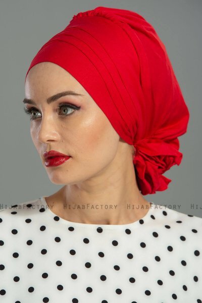 Monica - Turban En Coton Rouge - Ayse Turban
