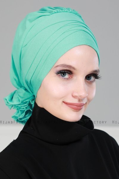 Monica - Turban En Coton Turquoise - Ayse Turban