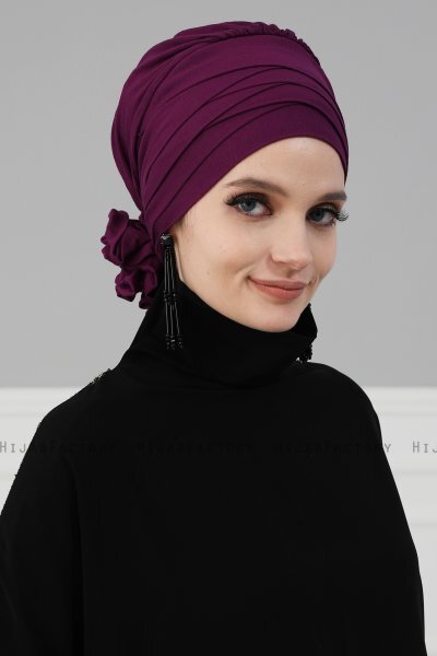 Monica - Turban En Coton Violet - Ayse Turban