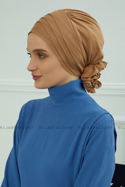 Monica - Turban En Coton Marron Clair