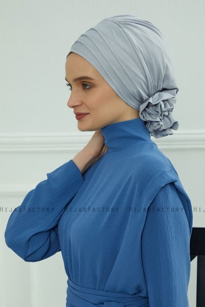Monica - Turban En Coton Gris Clair