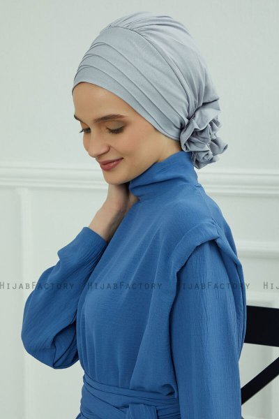 Monica - Turban En Coton Gris Clair