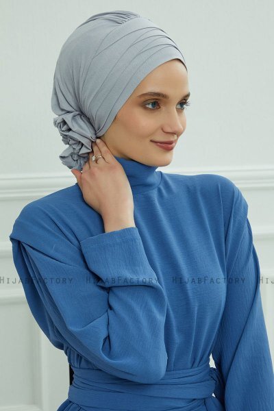 Monica - Turban En Coton Gris Clair