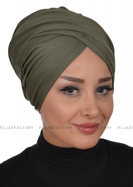 Fiona - Turban En Coton Kaki - Ayse Turban
