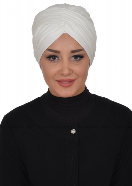 Fiona - Turban En Coton Blanc Cassé - Ayse Turban