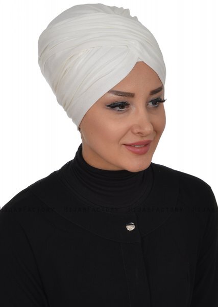 Fiona - Turban En Coton Blanc Cassé - Ayse Turban