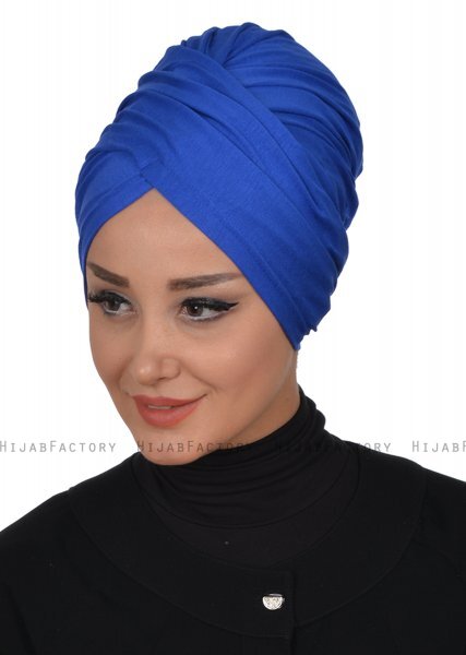 Fiona - Turban En Coton Bleu - Ayse Turban