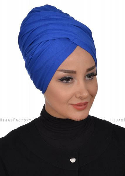 Fiona - Turban En Coton Bleu - Ayse Turban