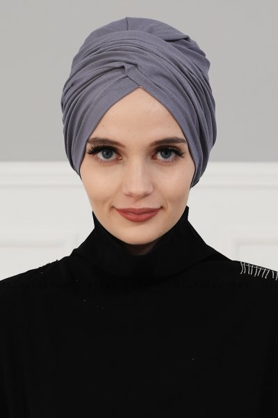 Fiona - Turban En Coton Gris - Ayse Turban