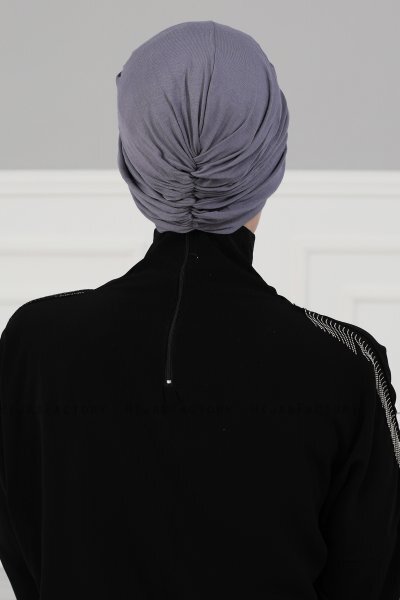 Fiona - Turban En Coton Gris - Ayse Turban