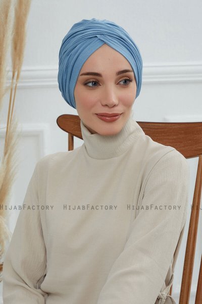 Fiona - Turban En Coton Sky Blue