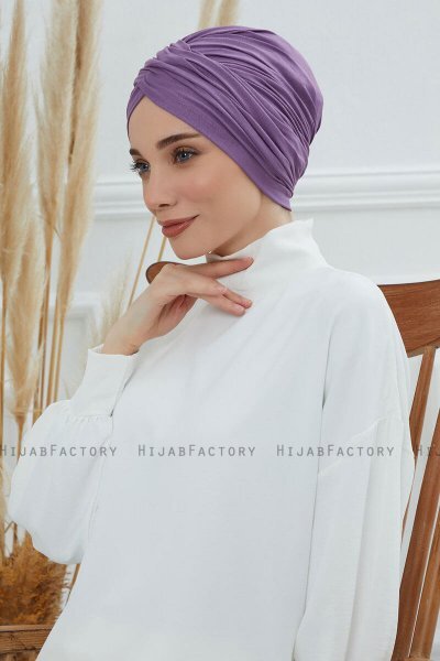 Fiona - Turban En Coton Violet
