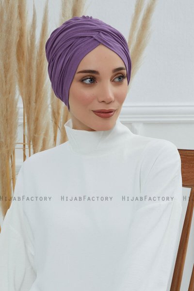 Fiona - Turban En Coton Violet