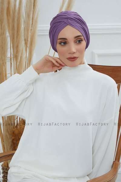 Fiona - Turban En Coton Violet