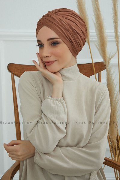Fiona - Turban En Coton Caramel