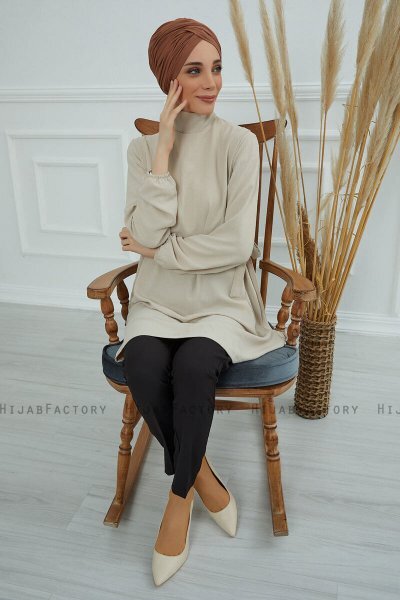 Fiona - Turban En Coton Caramel