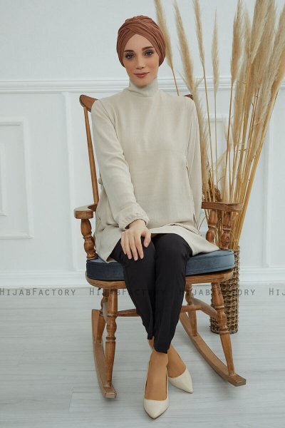 Fiona - Turban En Coton Caramel